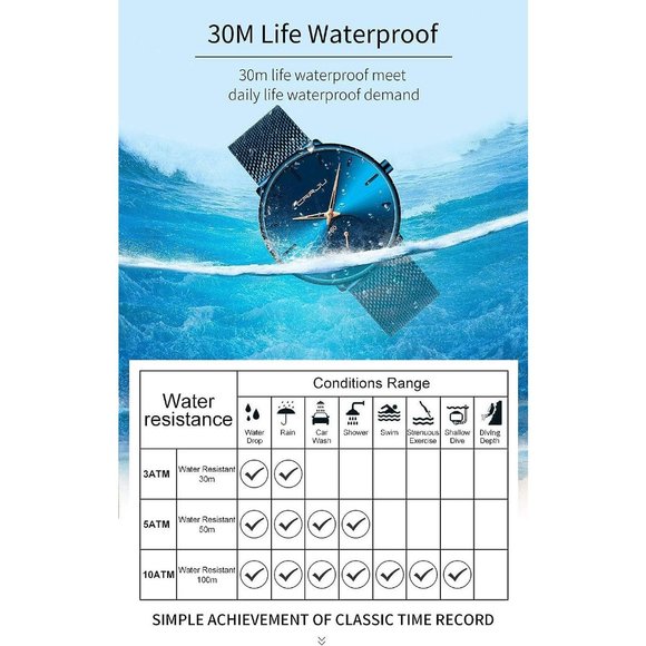 FIZILI Mens Thin Minimalist Waterproof Steel Mesh Band Wrist Watch - Picture 8 of 9